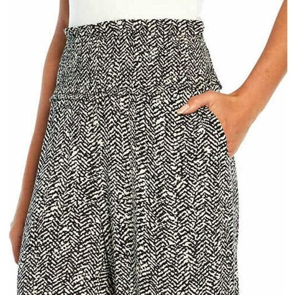 Three Dots Wide Leg Pants Chevron Black Cream XL Flowy - Picture 3 of 13